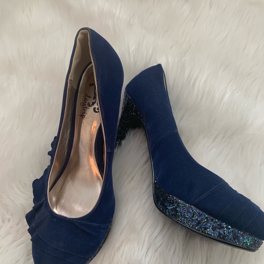 Blue Daytrip Sparkle Heels with Ruffle - Picture 2 of 2